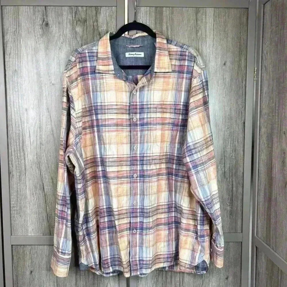 Tommy Bahama Shirt Button Up Plaid  Multi colored Long Sleeves Sz 2XL - Picture 1 of 10